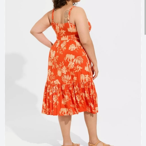 Vibrant Orange Floral Sundress - Picture 2 of 6